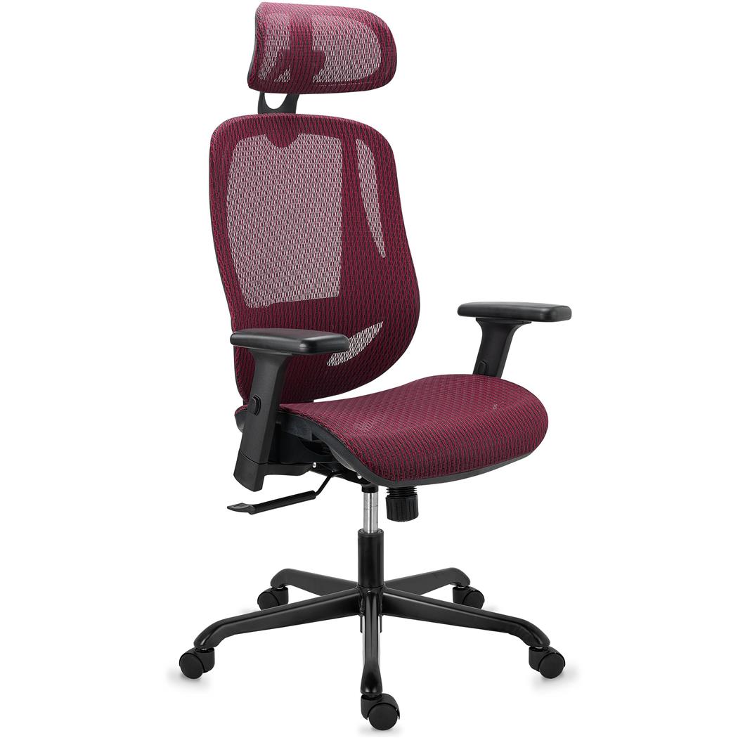 DEMO# Cadeira Ergonómica NOVA, Encosto Alto com Apoia Cabeças, Elevada Qualidade, Vermelho