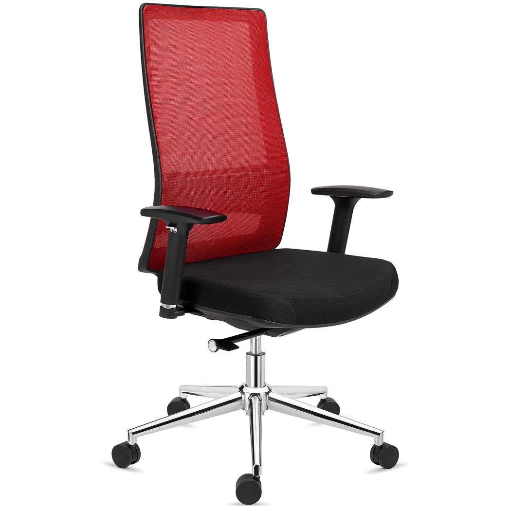 Cadeira Ergonómica SANTOS, Uso Profissional 8H, Suporte Lombar, Cor Vermelho