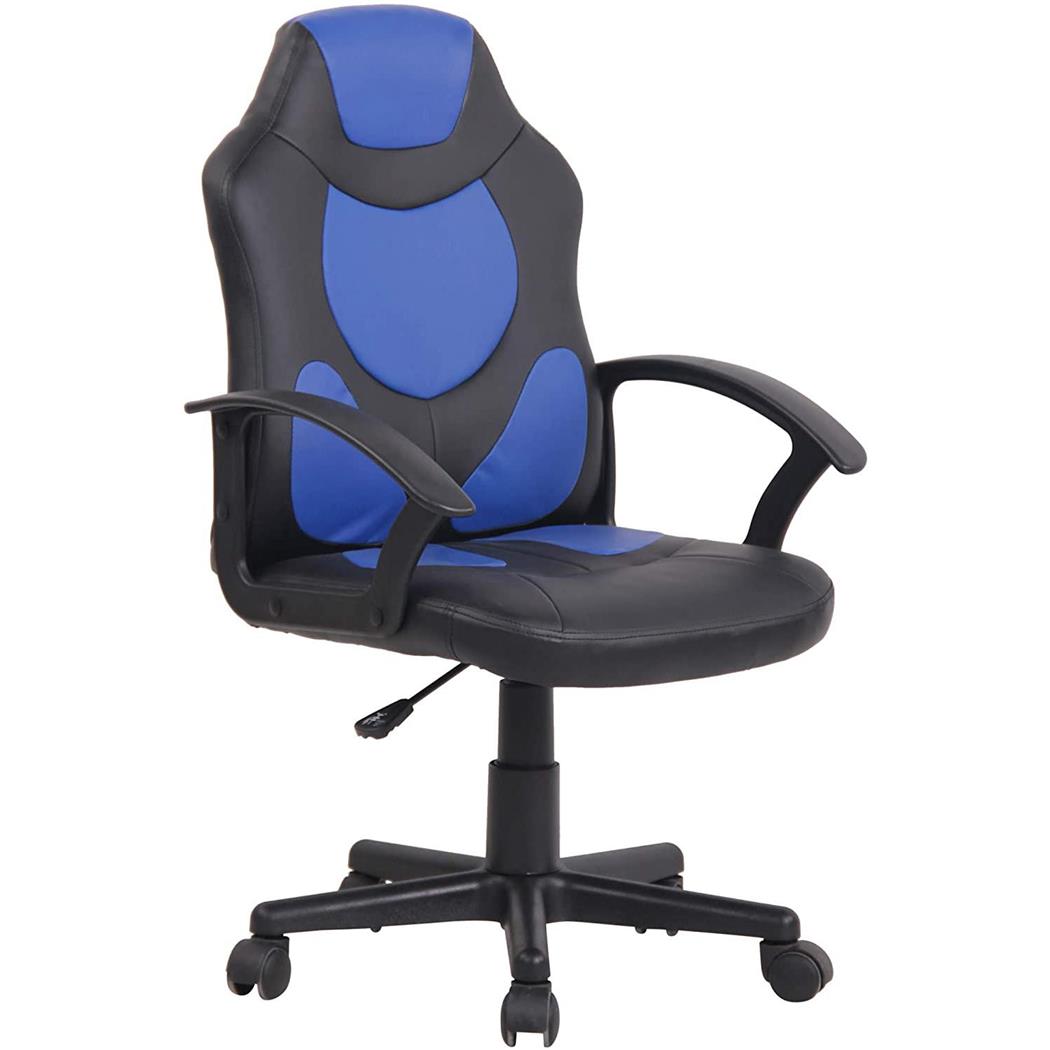 Cadeira Gaming Infantil ADELE, Design Desportivo, Em Pele, Cor Preto e Azul