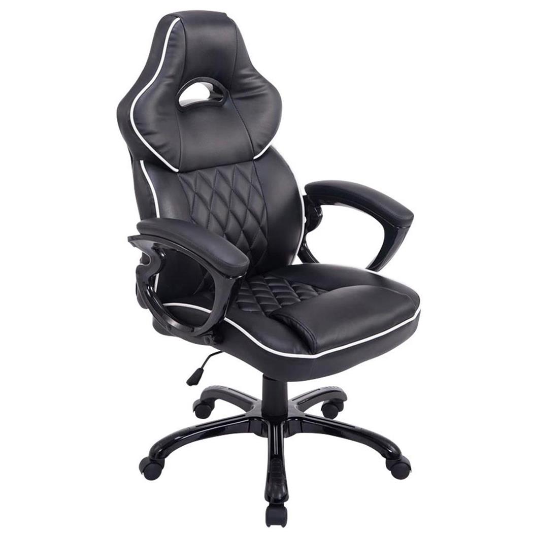 Cadeira Gaming LEROY, Modelo XXL, Acolchoado Duplo, Máxima Resistência, Pele, Preto