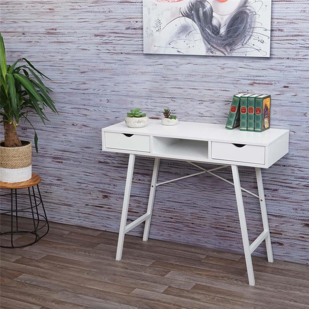 Mesa de Escritório NILSA, 100x40x80 cm, Estructura Metálica, Branco