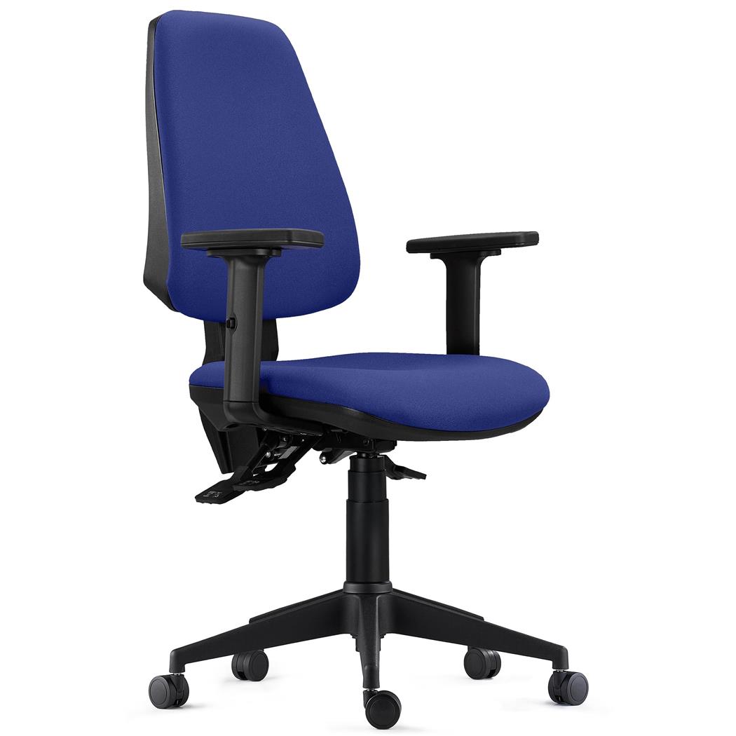 DEMO# Cadeira Ergonómica INDIANA PRO, Uso Intensivo 8H, Reclinável, Braços 2D, Pano, Azul Escuro