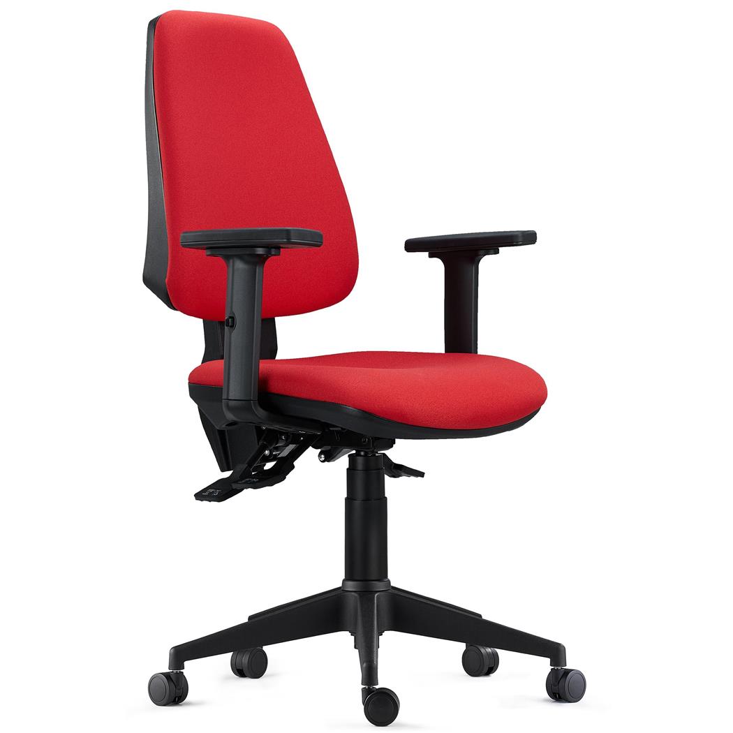 Cadeira Ergonómica INDIANA PRO, Uso Intensivo 8H, Reclinável, Braços 2D, Pano, Vermelho