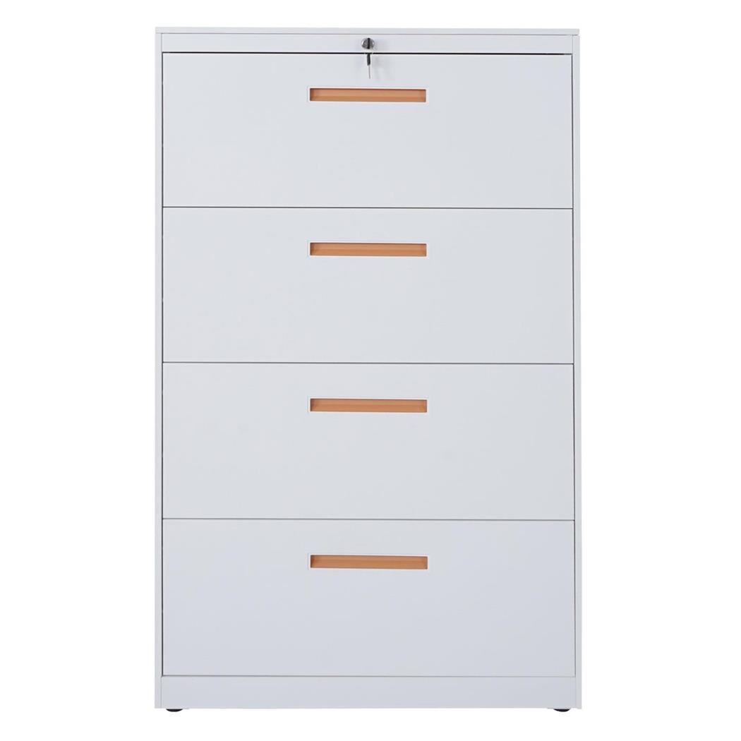 Armário JENSON, 4 Gavetas, 76x46x132 cm, Em Aço Laminado, Cor Branco