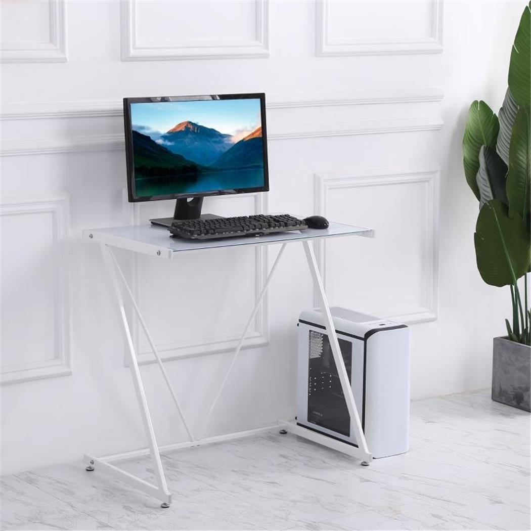 Mesa Computador ZEBRA, 80x50x75 cm, Em Vidro e Metal, Cor Branco