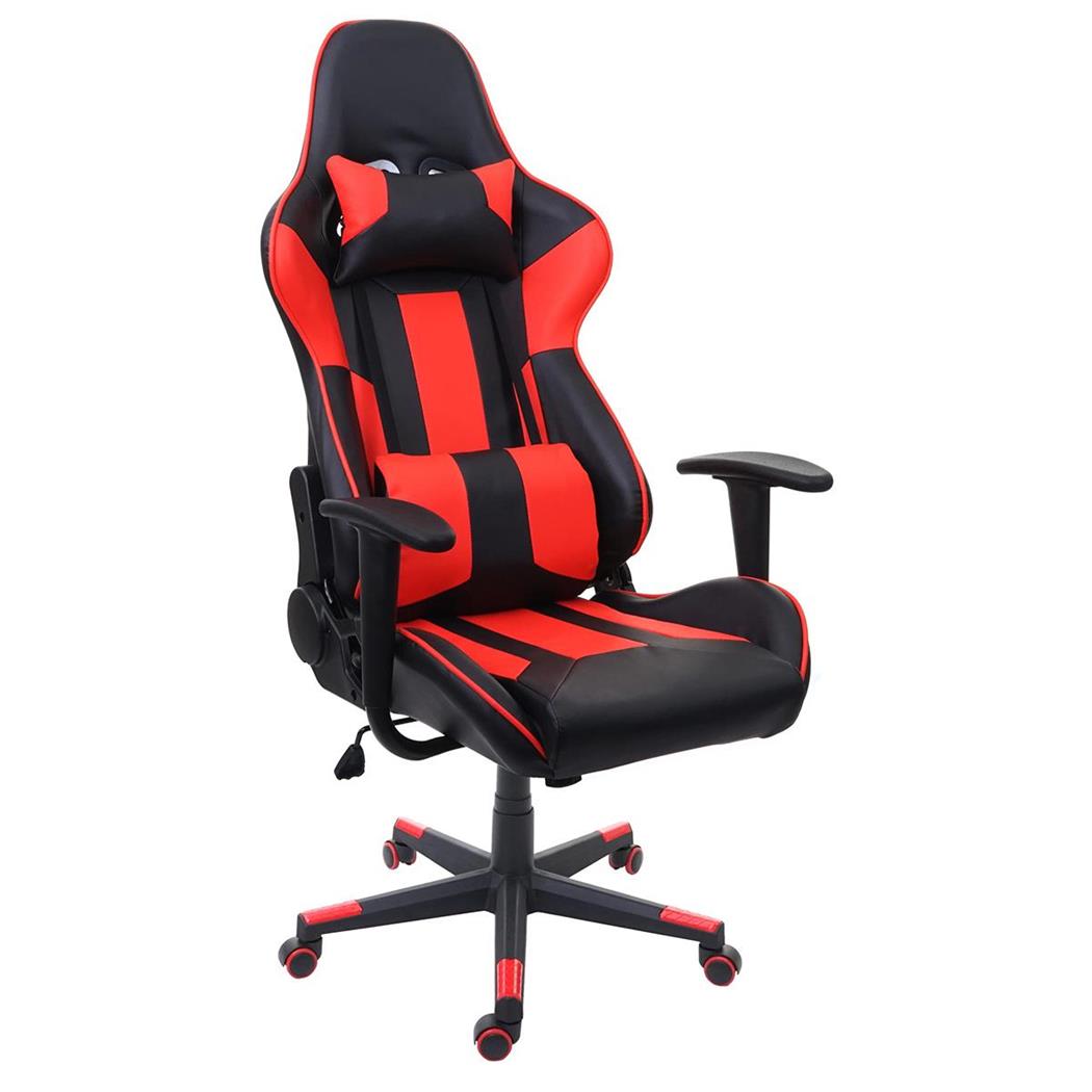 Cadeira Gaming CAMTON, Encosto Reclinável, Almofada Lombar e Cervical, Em Vermelho