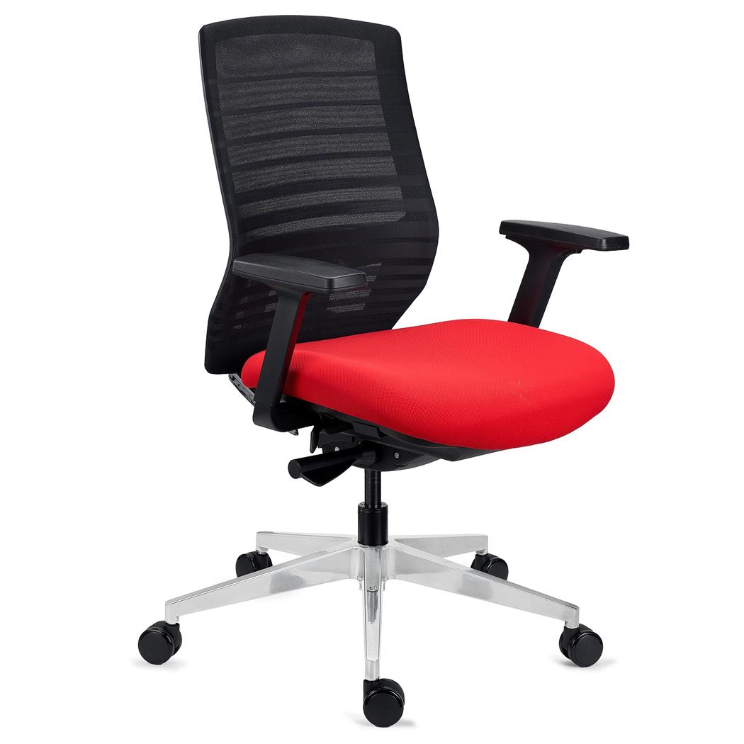 Demo# Cadeira Ergonómica TAURUS, Ajustável, Malha Respirável, Suporte Lombar, Cor Vermelho