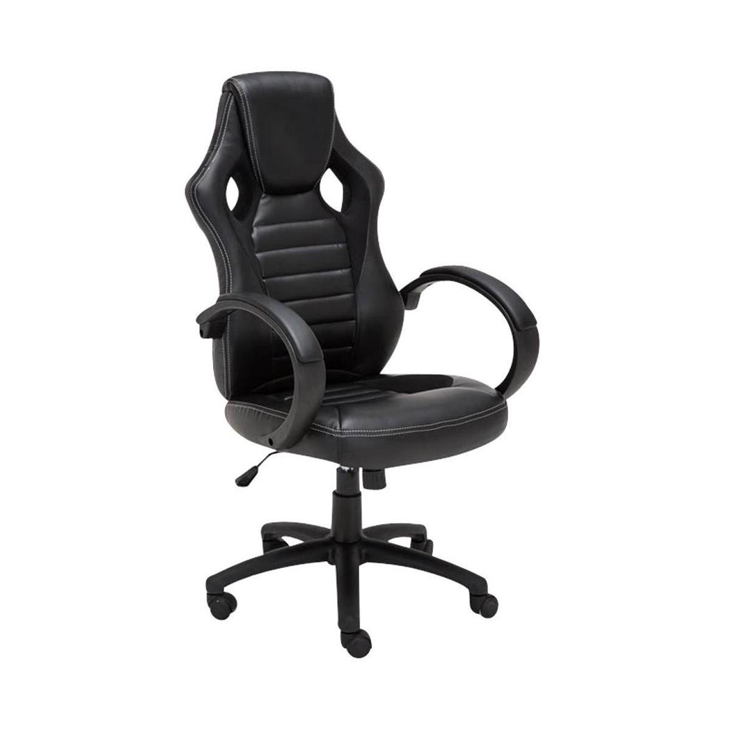 Cadeira Gaming ASCARI, Design Desportivo e Extra Comodidade, Pele e Tecido, Cor Preto