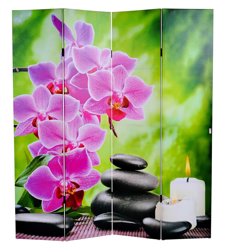 Biombo LED de 4 Painéis FLORES, 180x160x2.5cm, Estrutura de Madeira