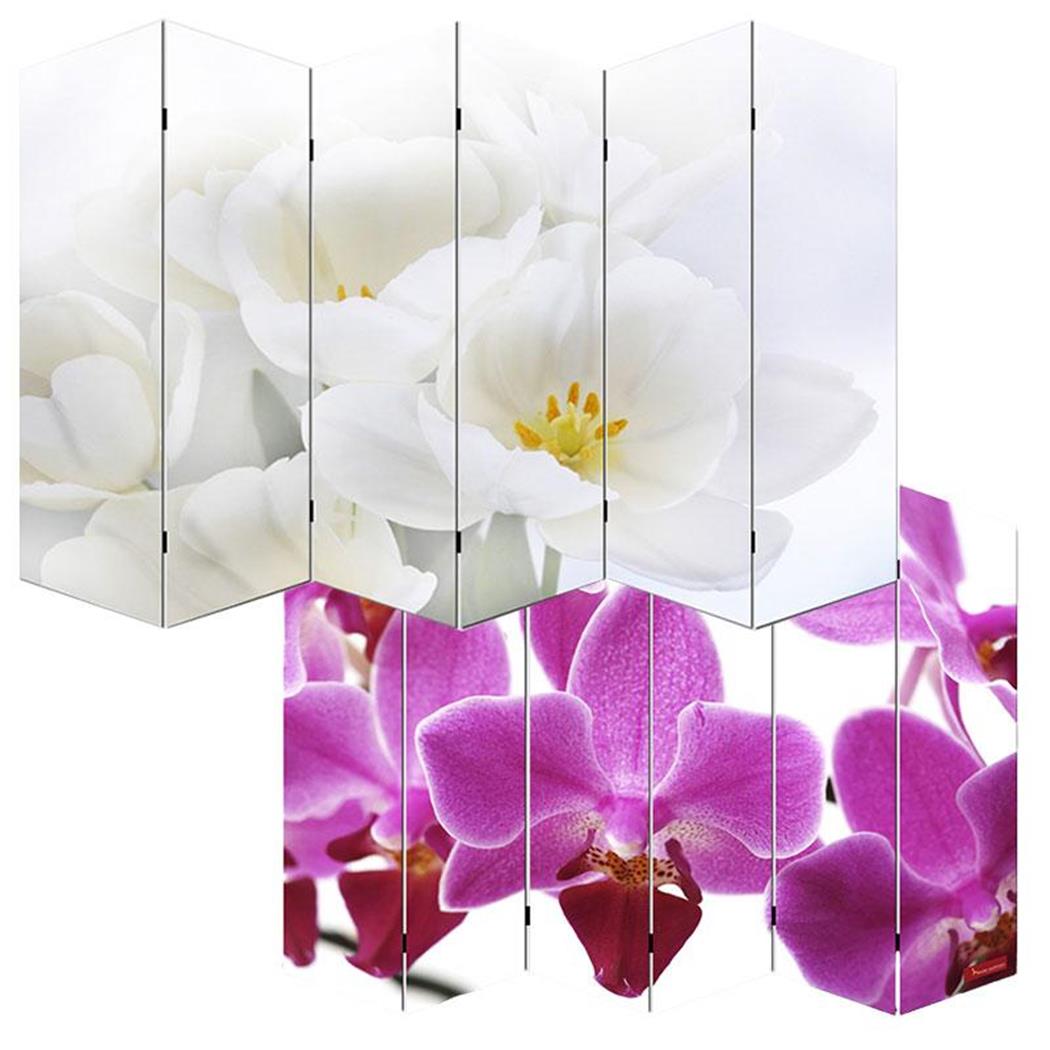 Biombo 6 Painéis VINTAGE ORQUIDEAS, 180x240x2,5cm, Estructura de Madeira