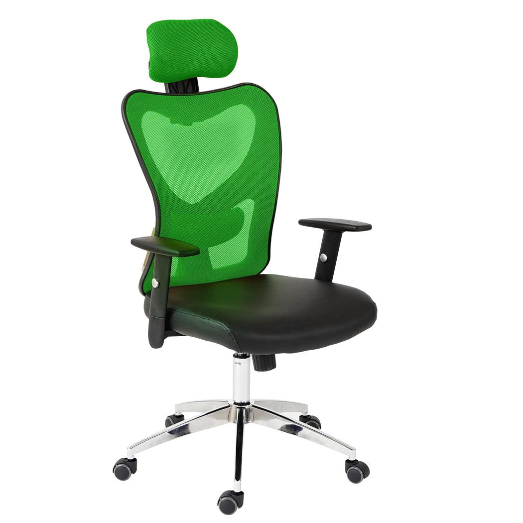 Cadeira Ergonómica ZELIA, Uso 8 Horas, Suporte Lombar Acolchado, Estrutura Metálica, Cor Verde