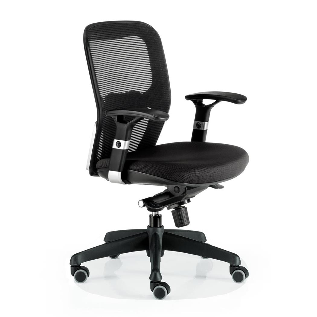 Cadeira Ergonómica FELIX, Suporte Lombar Ajustável, Adequada uso 8h, Em Preto. 