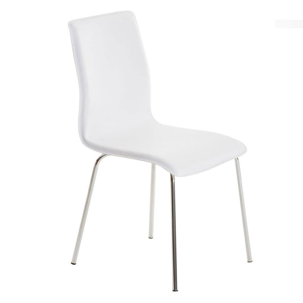 Cadeira de Visita MIKI, Design Exclusivo, Forrada Em Pele, Cor Branco