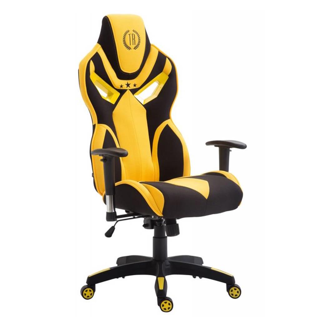 Cadeira de Escritório HAMIL, Design Ergonómico, Em Pano, Cor Preto / Amarelo