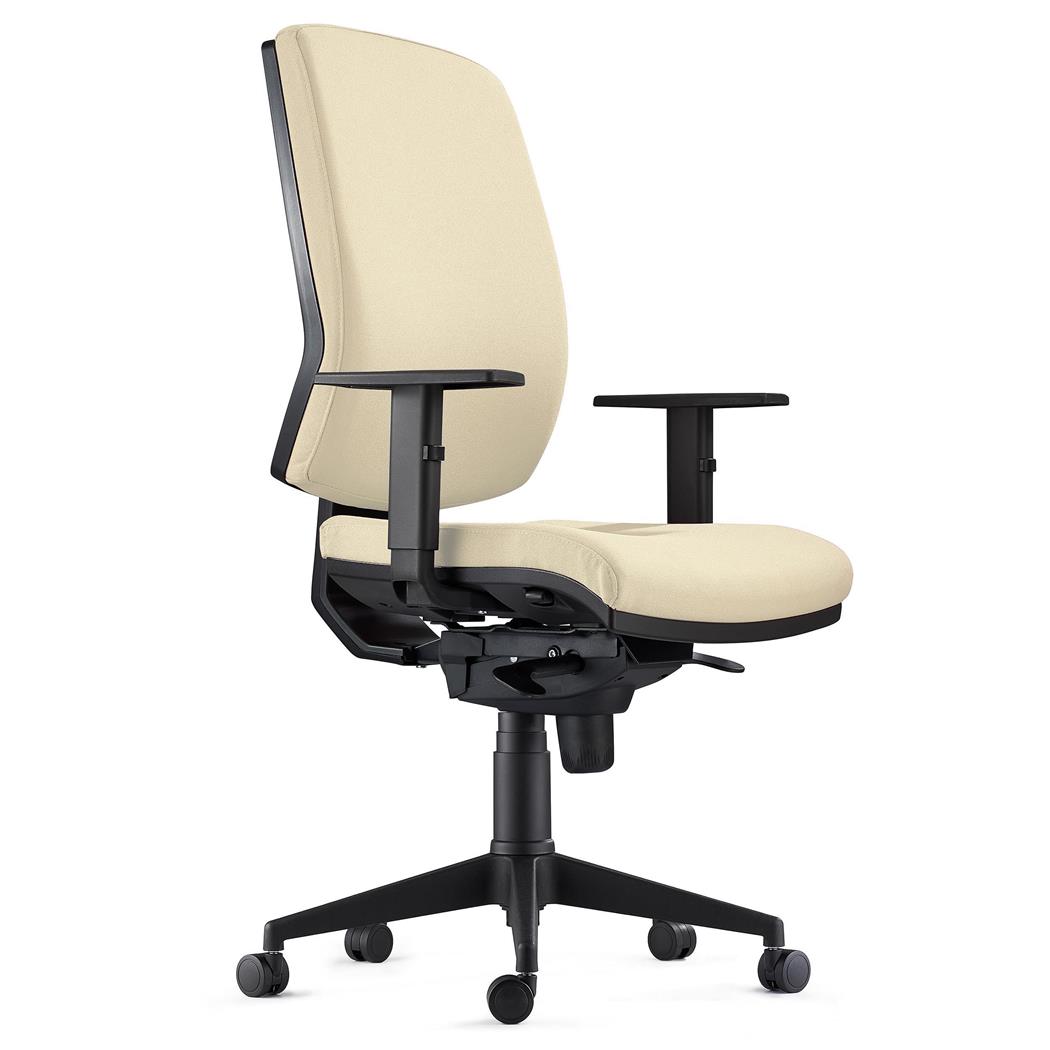 Cadeira Ergonómica OLIVER TECIDO, Acolchoado Reforçado, Cor Creme