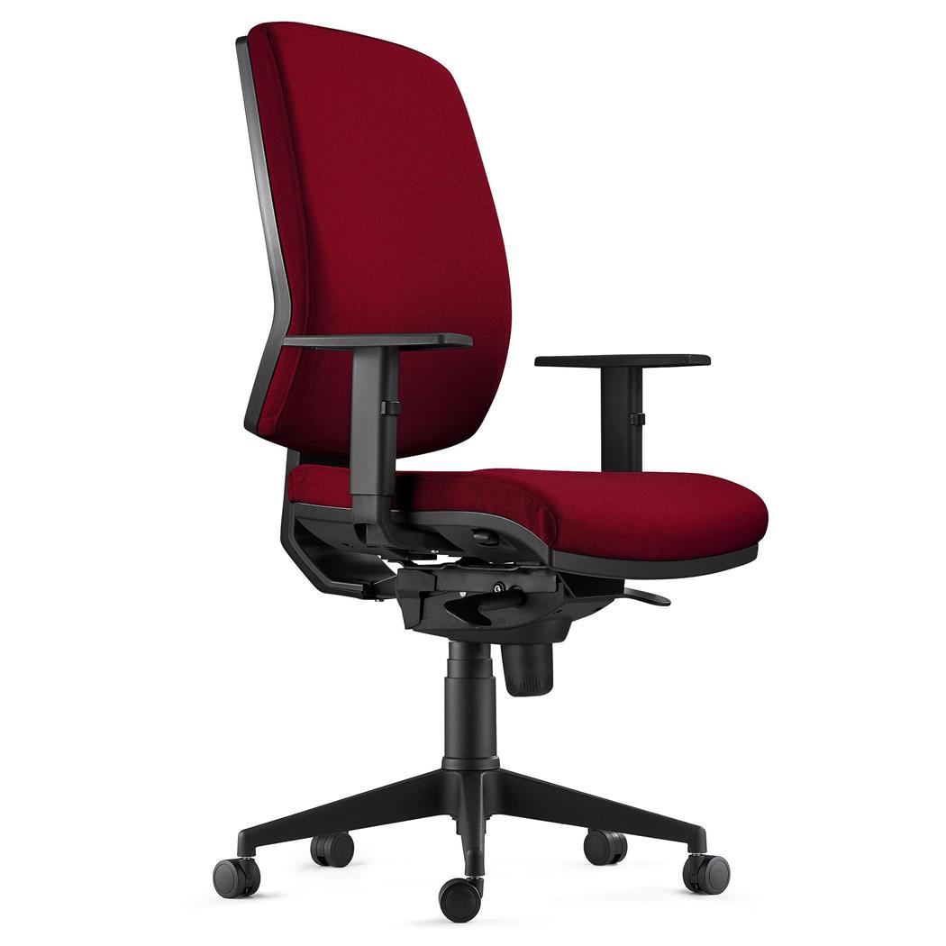 Cadeira Ergonómica OLIVER TECIDO, Acolchoado Reforçado, Cor Bordeaux