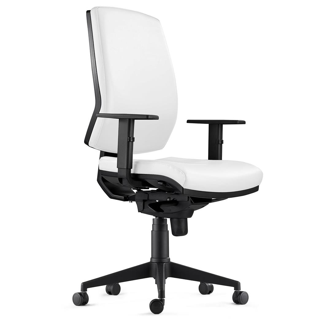 Cadeira Ergonómica OLIVER PELE REAL, Grande Acolchoado, Cor Branco