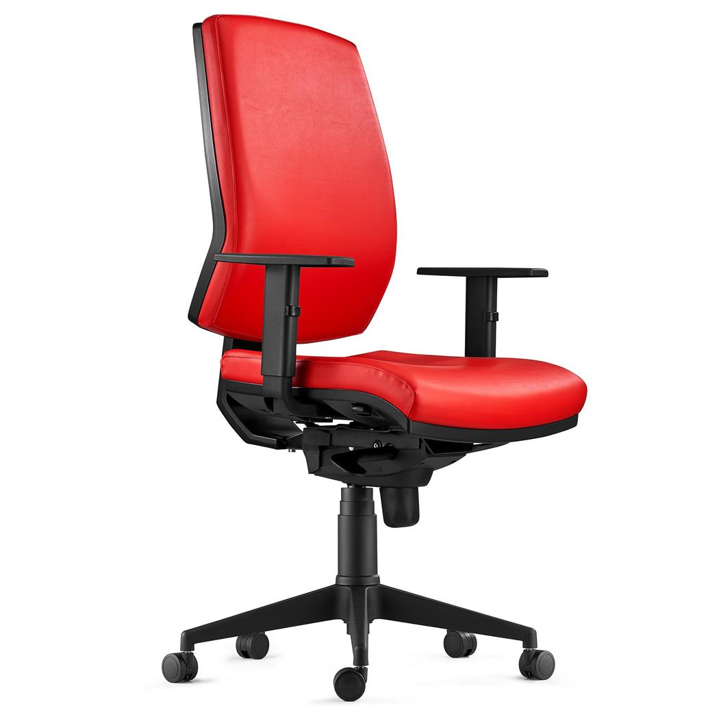 Cadeira Ergonómica OLIVER PELE, Grande Acolchoado, Cor Vermelho