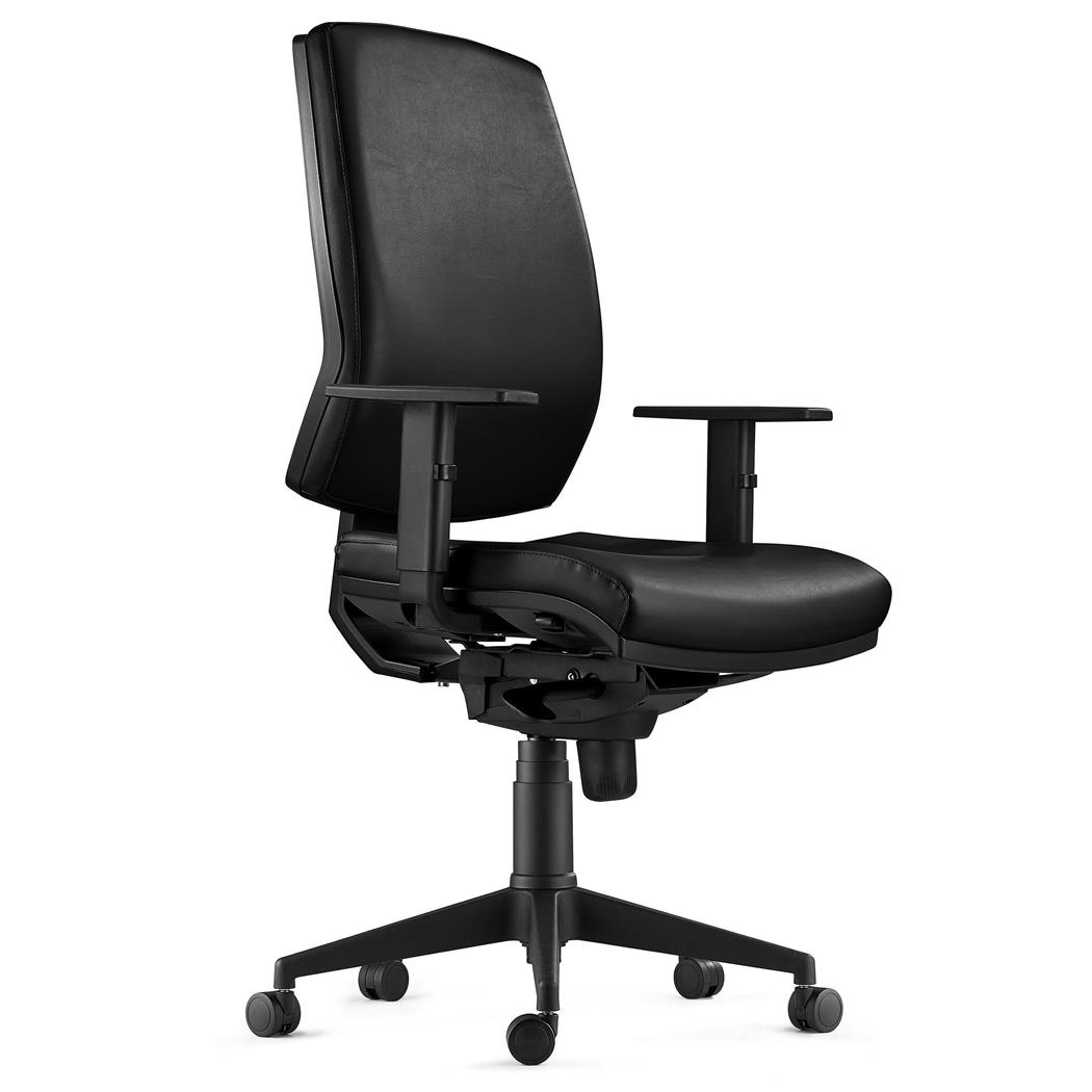 Cadeira Ergonómica OLIVER PELE, Grande Acolchoado, Cor Preto