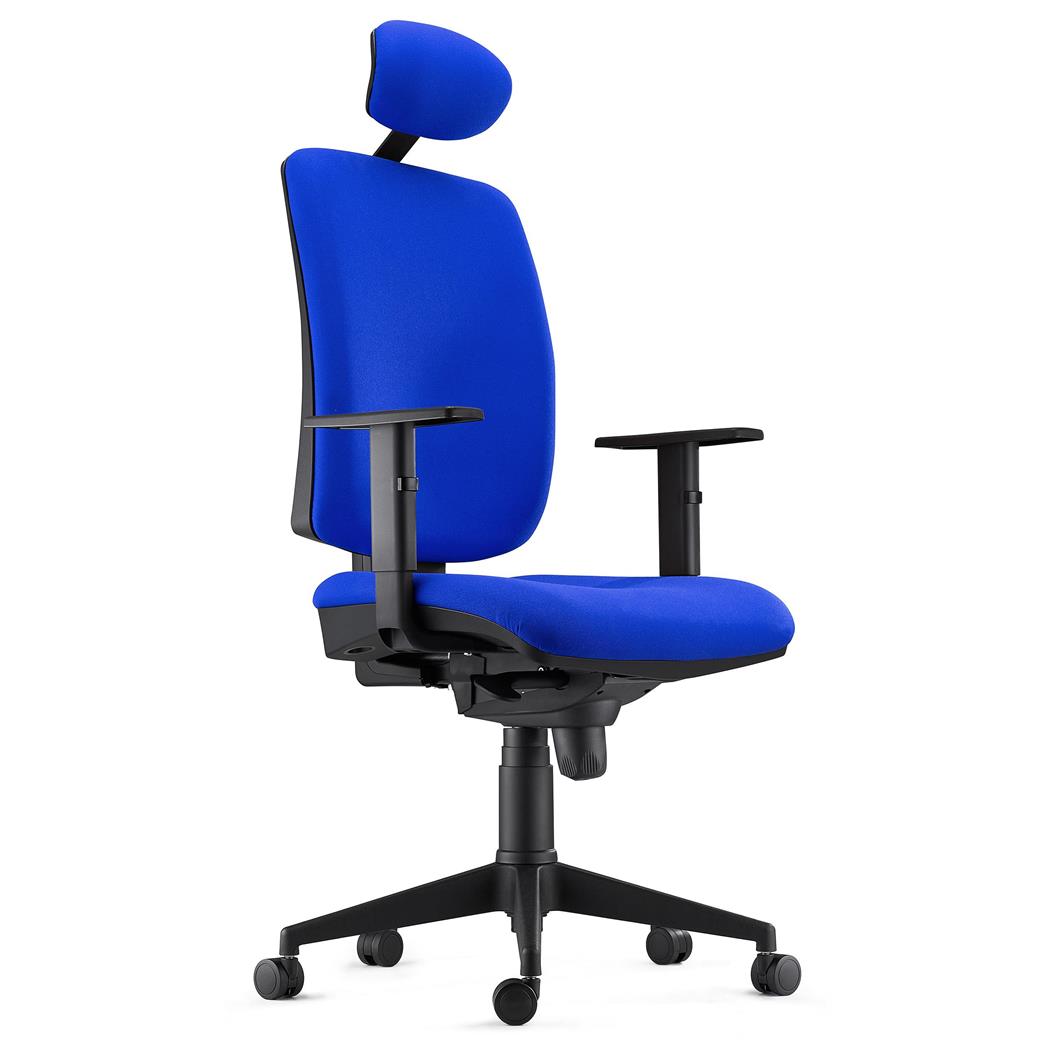 Cadeira Ergonómica PIERO, Apoia Cabeças e Braços Ajustáveis, Máxima Qualidade, Pano, Azul