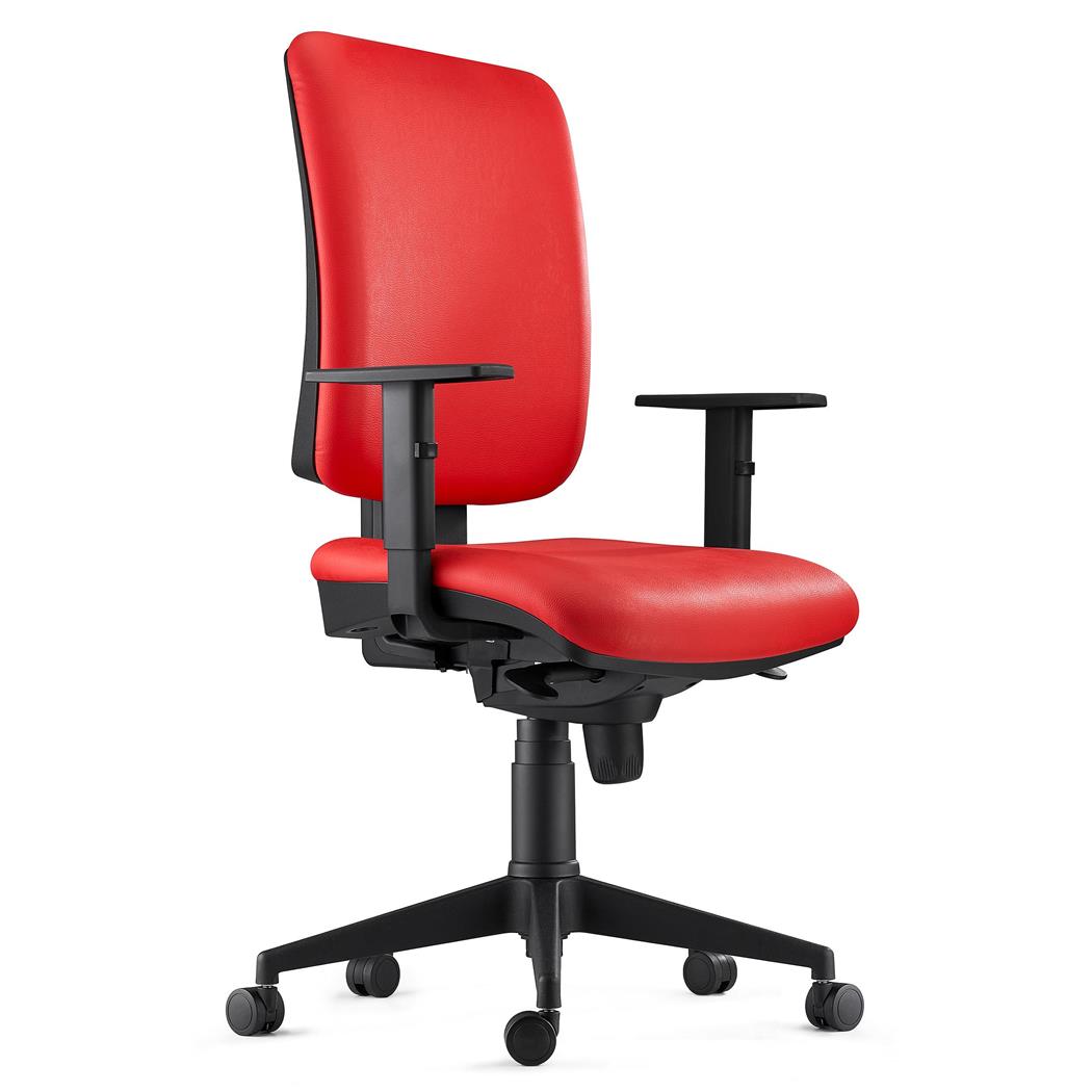 Cadeira Ergonómica PIERO, Comodidade, Braços Ajustáveis, Pele Sintética, Vermelho