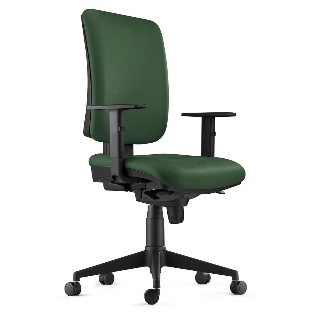 Cadeira Ergonómica PIERO, Comodidade, Braços Ajustáveis, Pele Sintética, Verde