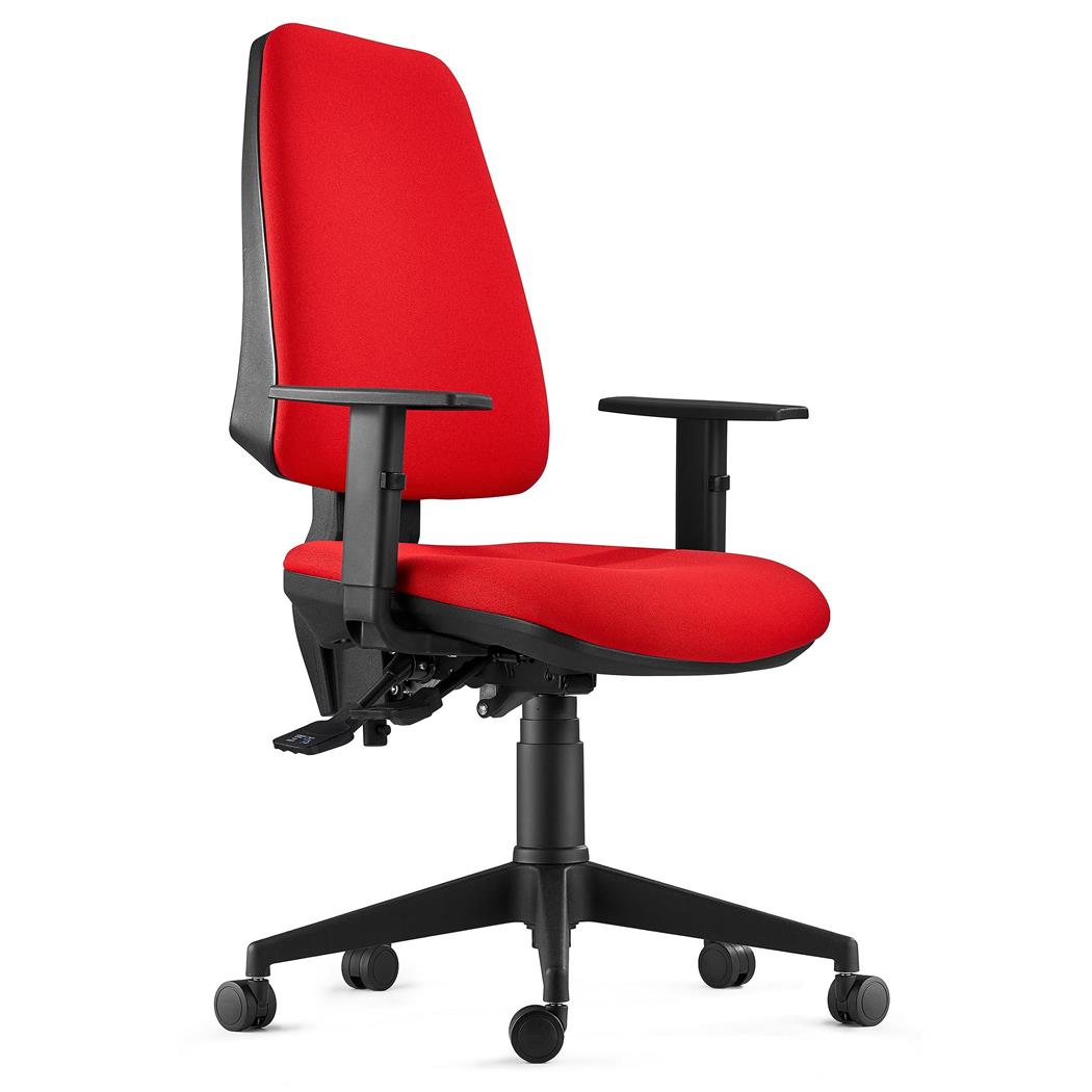 Cadeira Ergonómica INDIANA, em Pano, Vermelho, com Braços Ajustáveis