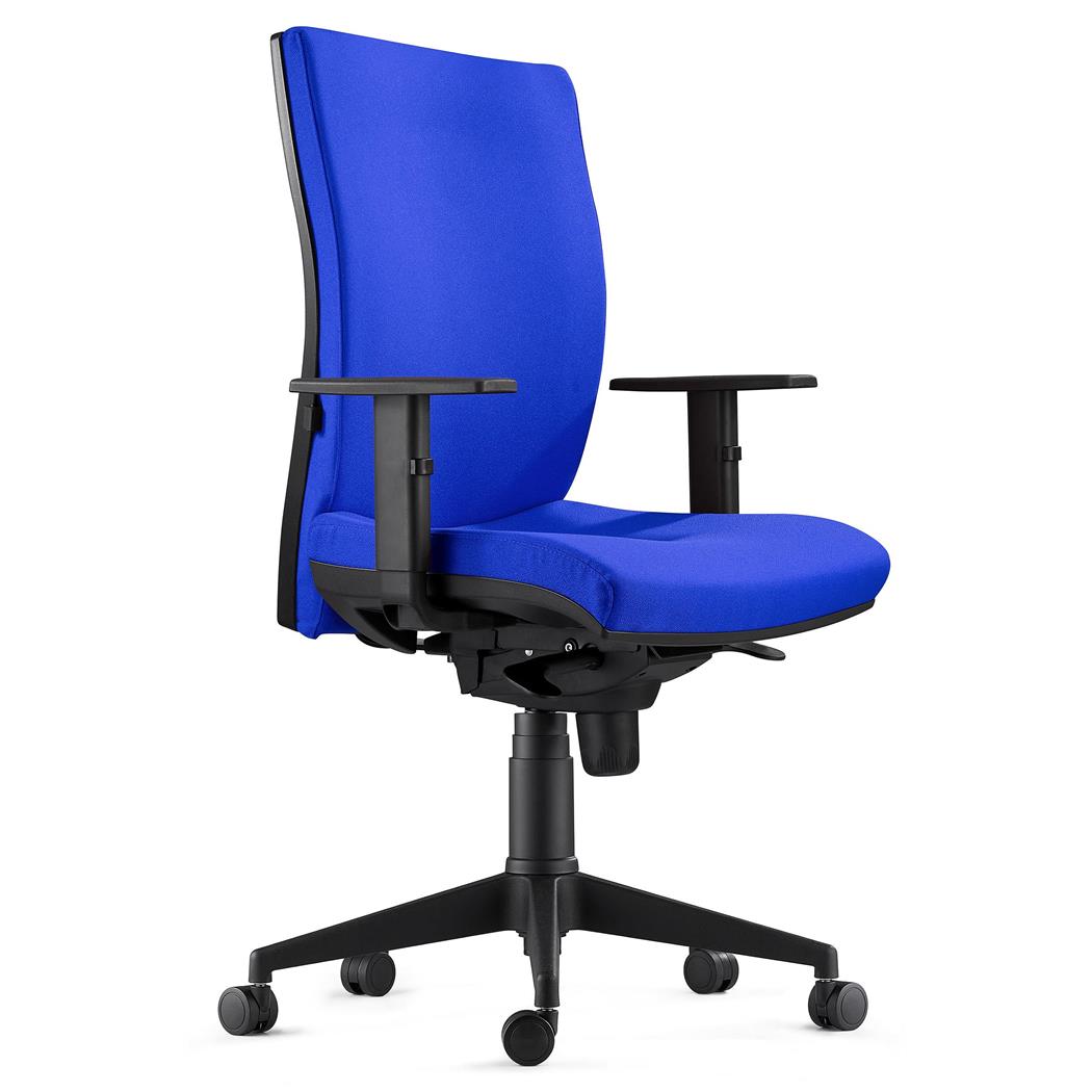 Cadeira ergonómica KEVIN, em Pano Azul, com Apoio Lombar