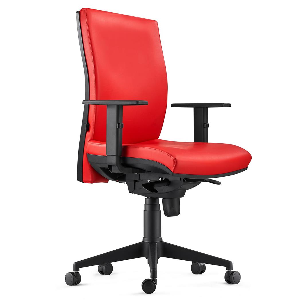 Cadeira ergonómica KEVIN, em Pele Vermelho, com Apoio Lombar