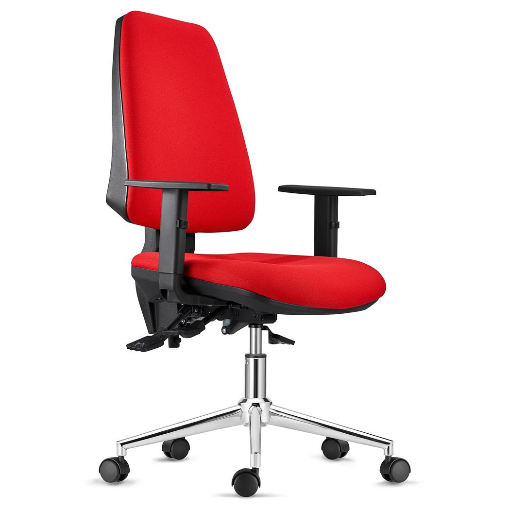 Cadeira Ergonómica INDIANA, em Pano, Vermelho, Base Metálica, com Braços Ajustáveis