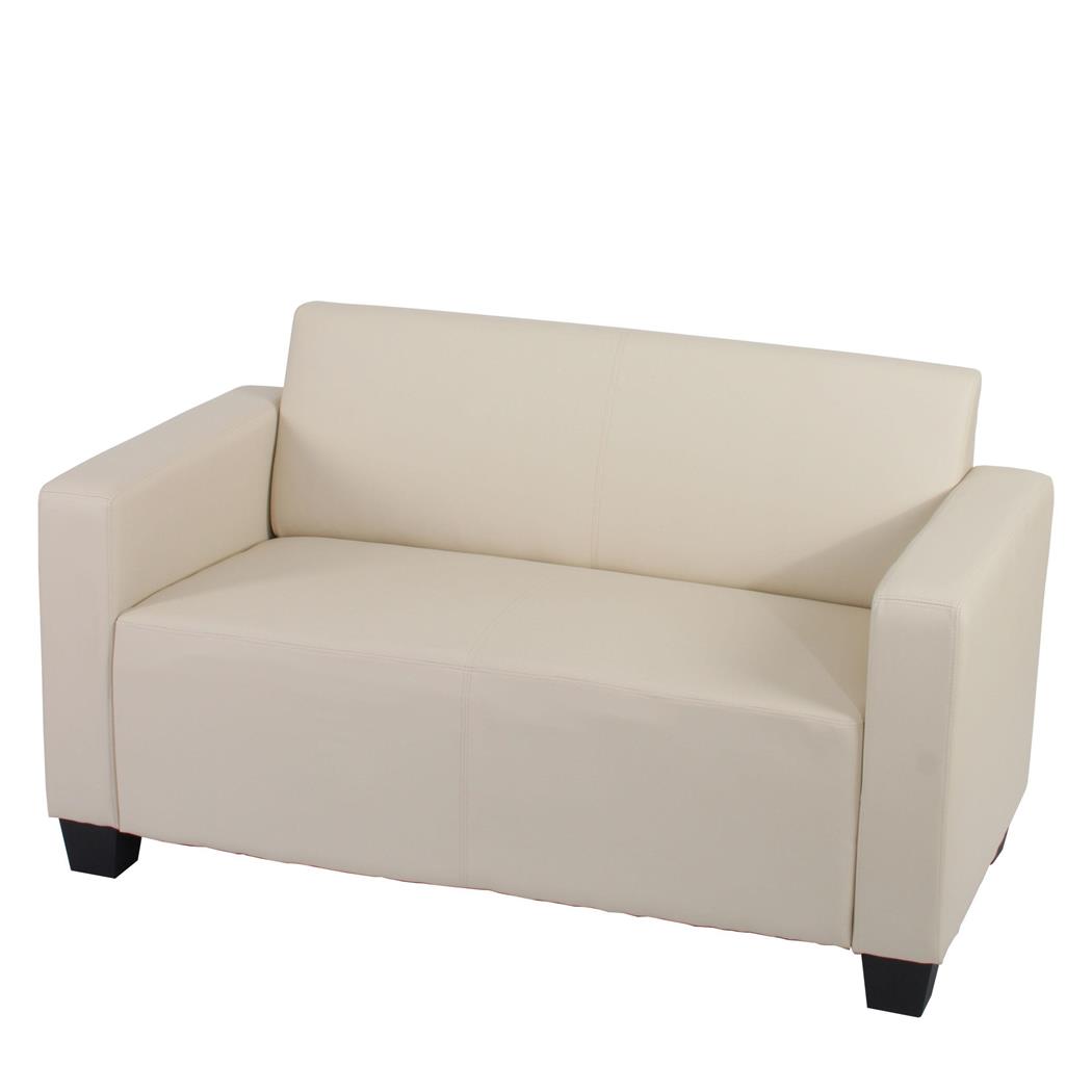 Sofá de 2 lugares RODDY, Design Elegante, Conforto, Em Pele, Cor Creme