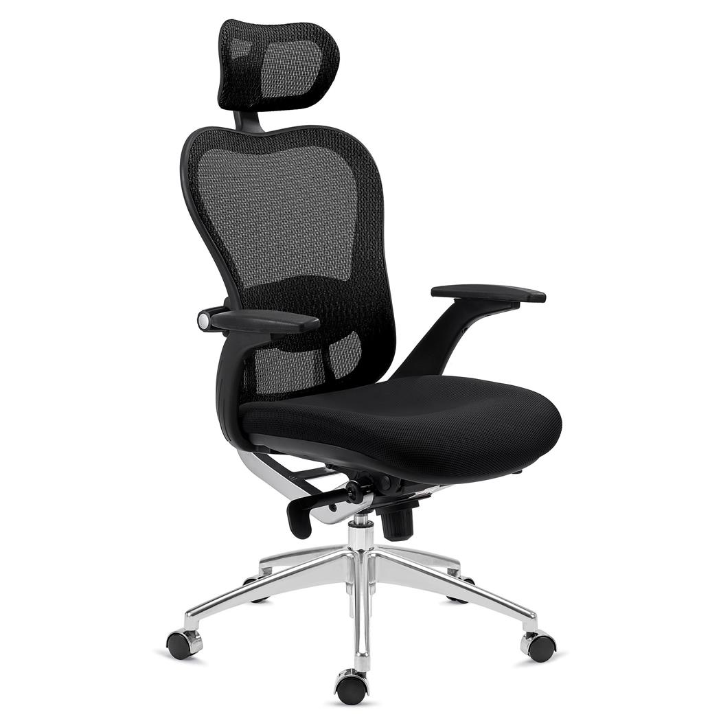 DEMO# Cadeira Ergonómica ROYAL, Uso 8H, Suporte Lombar Avançado, Design Moderno, Preto