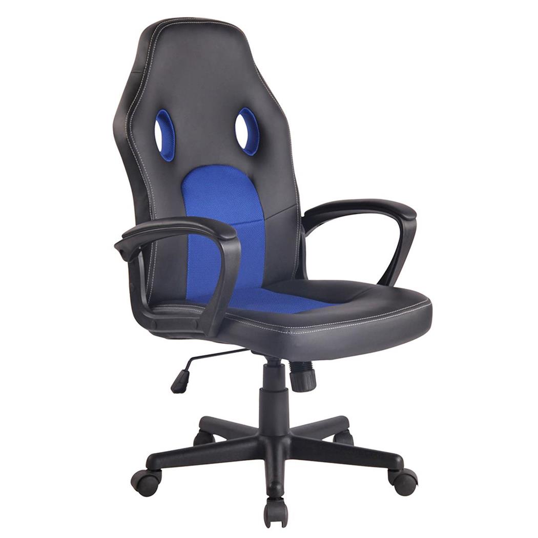 Cadeira Gaming XENON, Design Desportivo, Em Pele, Cor Azul