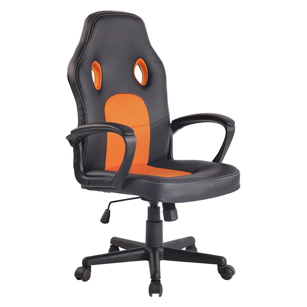 Cadeira Gaming XENON, Design Desportivo, Em Pele, Cor Laranja