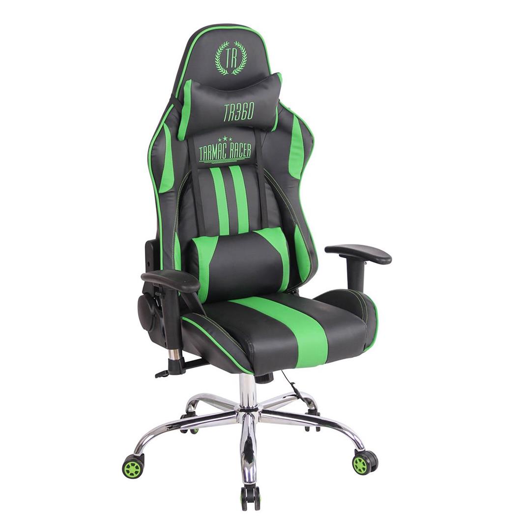 Cadeira Gaming INDY, Encosto Reclinável, Almofada Lombar e Cervical, Em Verde