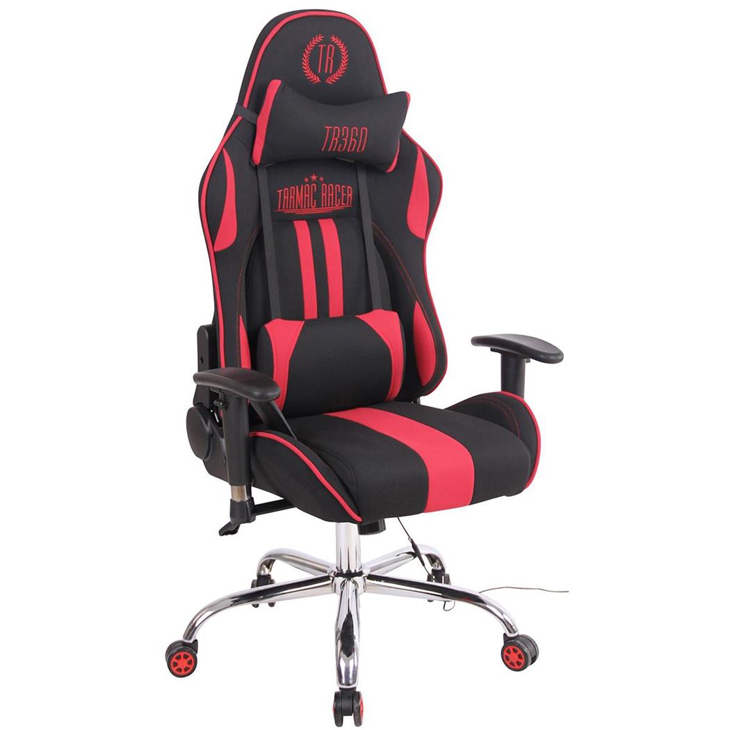 Cadeira Gaming INDY PANO, Encosto Reclinável, Almofada Lombar e Cervical, Em Vermelho