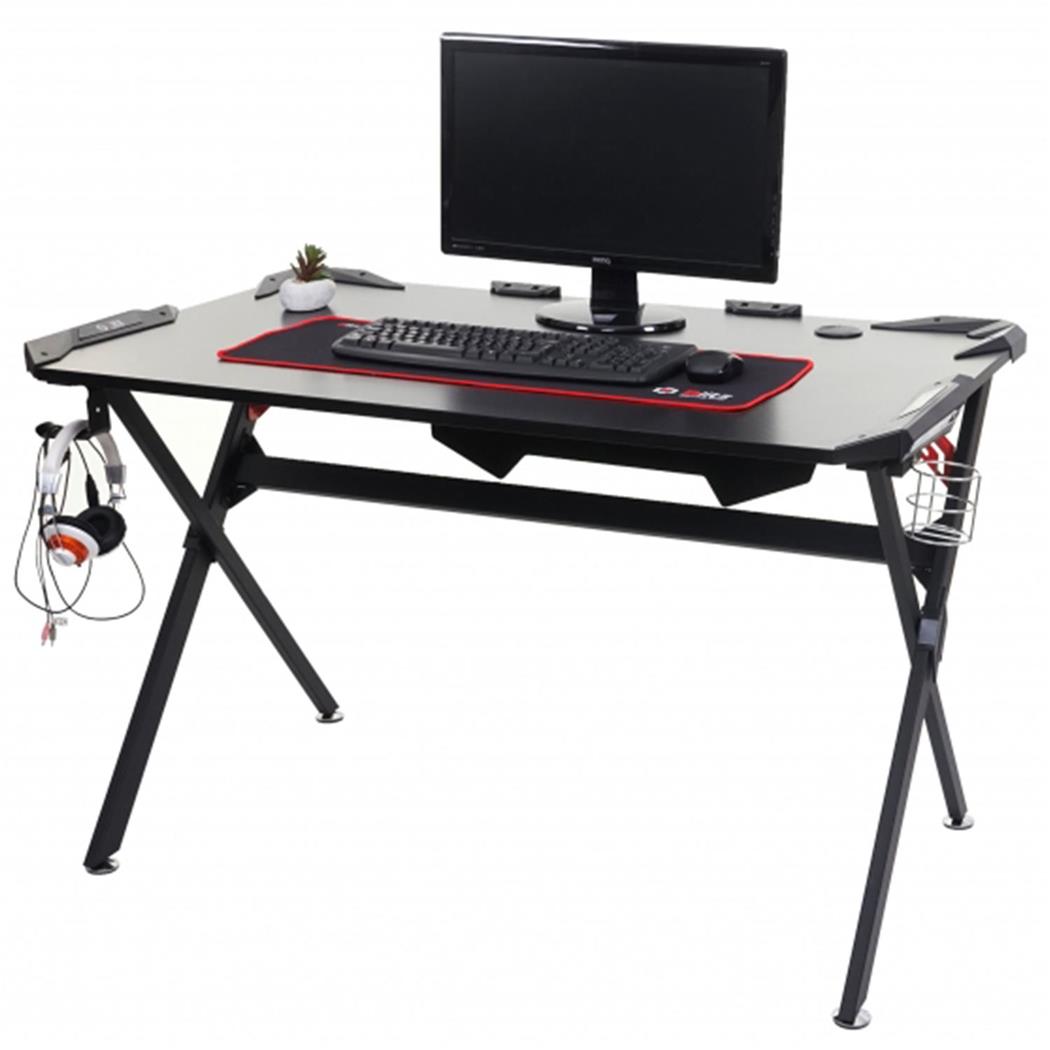 Mesa Computador Gaming JEREMY, 130x76,5x78 cm, Máxima Resistência, Cor Preto