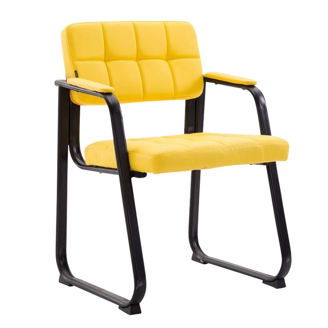 Cadeira de Visita CABANA, Design Moderno, Em Pele, Cor Amarelo