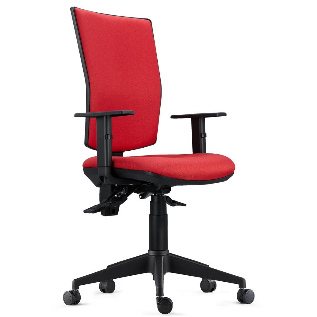 Cadeira Ergonómica ATLANTA, Mecanismo Sincronizado, Uso de 8H, Em Pano, Vermelho