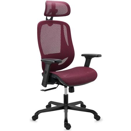 DEMO# Cadeira Ergonómica NOVA, Encosto Alto com Apoia Cabeças, Elevada Qualidade, Vermelho