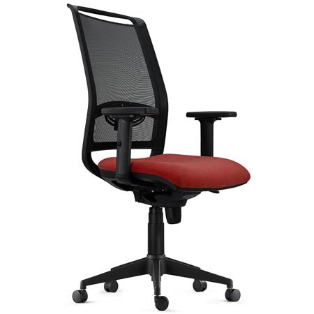 Cadeira Ergonómica NEPTUNO, Suporte Lombar Ajustável, Tecido e Malha, Vermelho