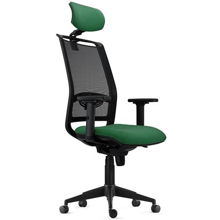 Cadeira Ergonómica NEPTUNO, Apoia Cabeças, Suporte Lombar Ajustável, Verde