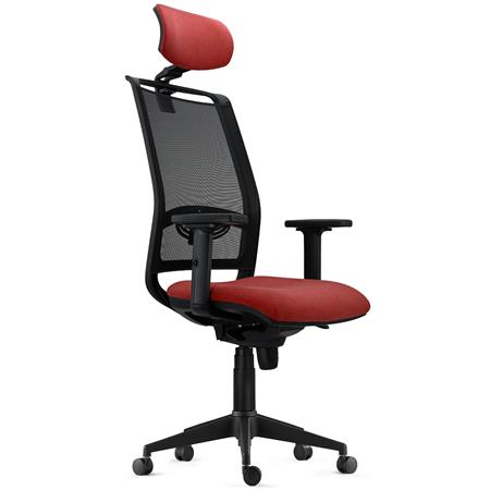 Cadeira Ergonómica NEPTUNO, Apoia Cabeças, Suporte Lombar Ajustável, Vermelho