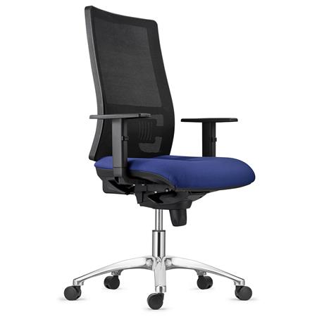 Cadeira Ergonómica EMERSON, Braços e Suporte Lombar Ajustáveis, Base Metálica, Em Azul Escuro