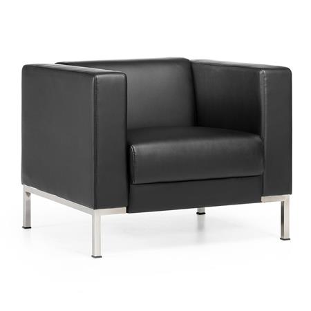 Sofá CARPIO de 1 Lugar, Design Elegante, Grande Conforto, Pele, Cor Preto