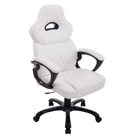 Cadeira Gaming LEROY, Modelo XXL, Acolchoado Duplo, Máxima Resistência, Pele, Branco