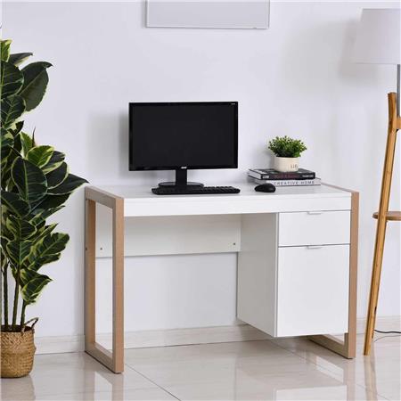 Mesa Computador LAGE, 112,5x50x75,5cm, Design Moderno, Madeira, Branco