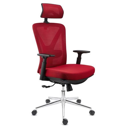 Cadeira Ergonómica TOWER, Máxima Ergonomia, Uso Intensivo, Apoia Pés Extensível, Cor Vermelho