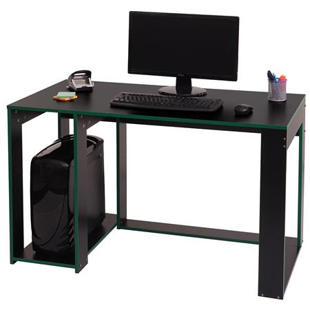 Mesa Gaming RODES, 120x60x76cm, Suporte de CPU, Cor Preto e Verde