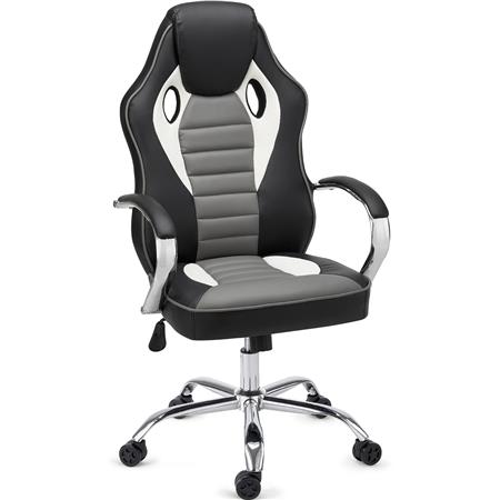 Poltrona Gaming MONTECARLO, Elevado Conforto, Design Desportivo, Em Pele, Preto